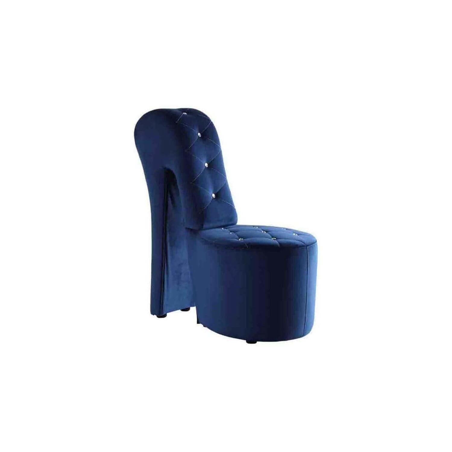 Best Master Furniture Tristram 19" Velvet High Heel Shoe Chair in Navy Blue